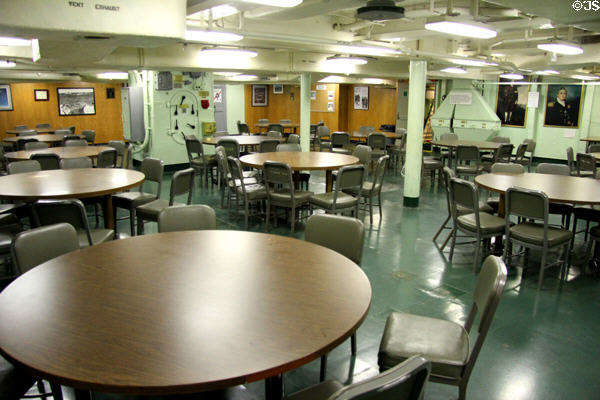 Mess hall of USS Hornet CV-12. Alameda, CA.