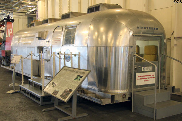 Mobile Quarantine Facility (MQF) (1968) for returning lunar astronauts at USS Hornet. Alameda, CA.