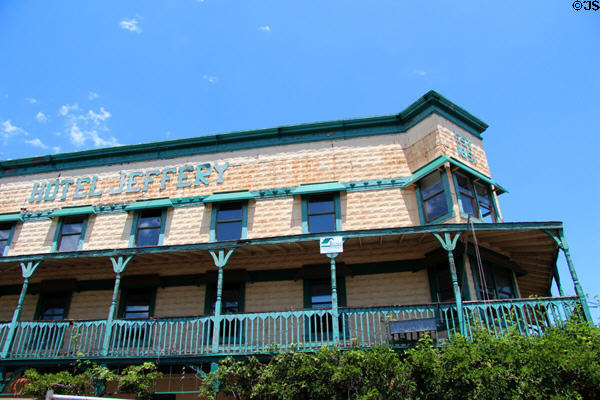 Hotel Jeffrey upstairs balcony. Coulterville, CA.