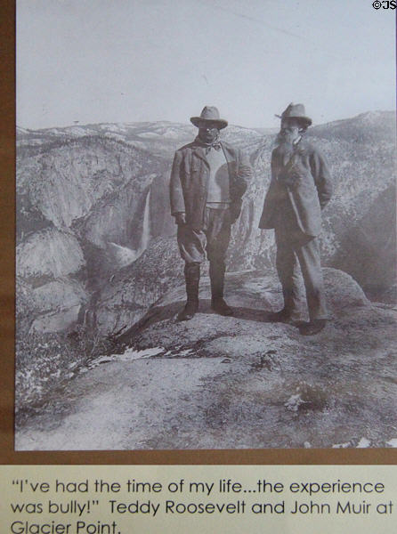 Photo of Teddy Roosevelt & John Muir at Glacier Point Yosemite Valley. Coulterville, CA.