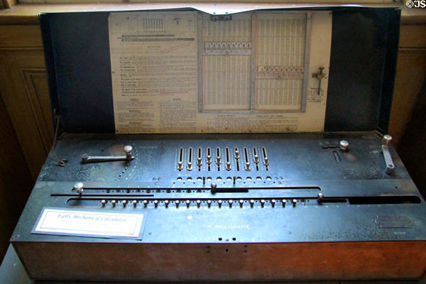 Early mechanical calculator (1900) from Zurich Switzerland at Calaveras County Downtown Museum. San Andreas, CA.