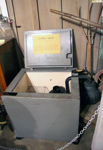 Icyball cabinet (Crosley Radio Corp) an early type deep freeze which used ammonia gas at El Dorado County Historical Museum. Placerville, CA.