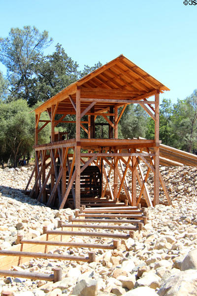 Reconstruction of Sutter's sawmill that James Marshall was building when he discovered gold at Marshall Gold Discovery SHP. Coloma, CA.
