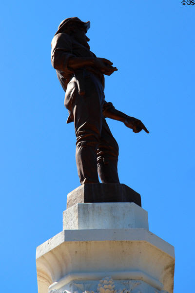 Statue of James Marshall who discover gold at Sutter's sawmill in 1848 at Marshall Gold Discovery SHP. Coloma, CA.