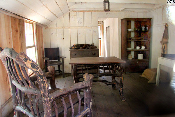Interior of James Marshall's cabin at Marshall Gold Discovery SHP. Coloma, CA.