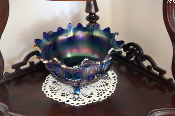 Carnival glass at Bidwell Mansion house museum. Chico, CA.