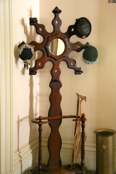 Hat & umbrella stand at Bidwell Mansion house museum. Chico, CA.