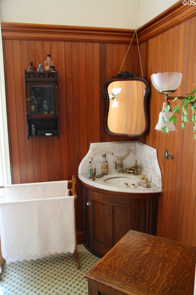 Corner wash sink at Bidwell Mansion house museum. Chico, CA.