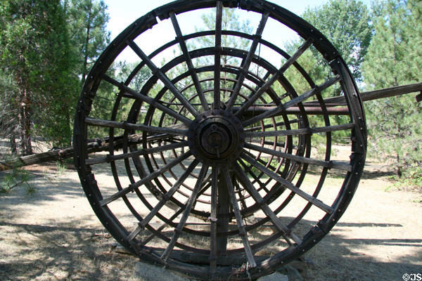 Big wheels of log wagon to help roll over rough ground at Siskiyou County Museum?. Yreka, CA.