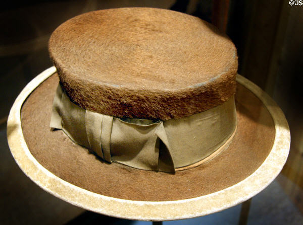 Beaver felt broad brimmed topper (c1855) at Siskiyou County Museum?. Yreka, CA.