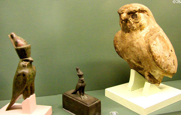 Falcon mummy coffins (Ptolemaic period - c305-30 BCE) at Rosicrucian Egyptian Museum. San Jose, CA.