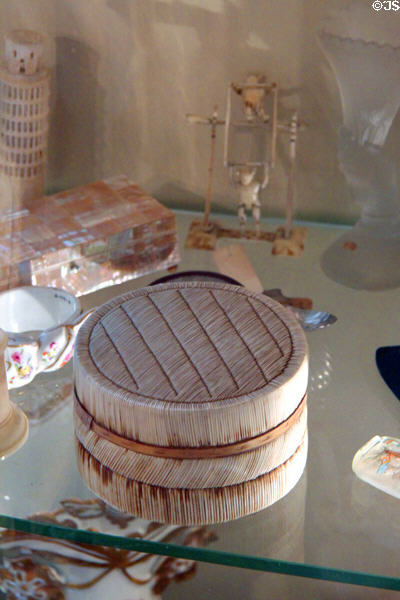 Native porcupine quill box at Pardee Home Museum. Oakland, CA.