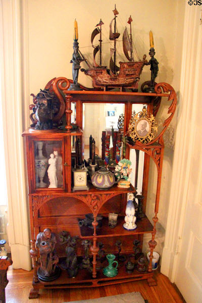 Display case with Pardee family collections at Pardee Home Museum. Oakland, CA.