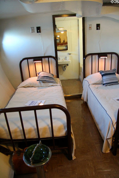 Guest bedroom aboard USS Potomac once used by King George & Queen Elizabeth mother of current queen. Oakland, CA.