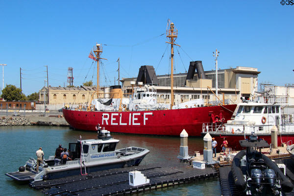 Former U.S. Coast Guard Lightship RELIEF (WLV 605) at Jack London Square. Oakland, CA.