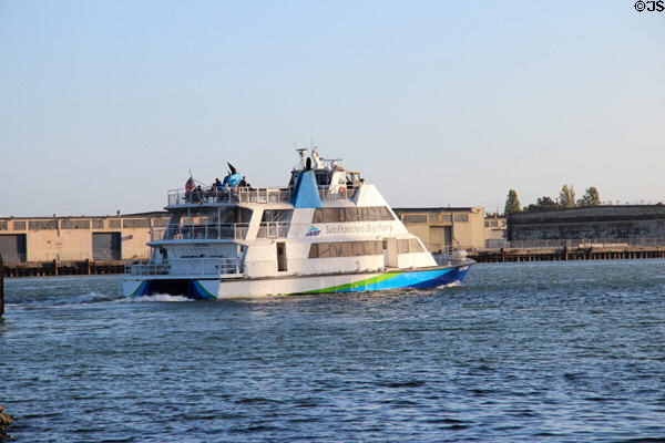 San Francisco Bay Ferry boat at Jack London Square. Oakland, CA.