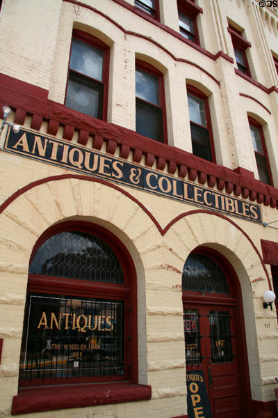 Romanesque Revival of Wheeler Bank building. Manitou Springs, CO.