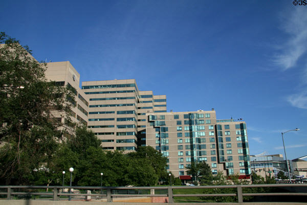 Modern buildings near Denver Arts & Convention Center. Denver, CO.