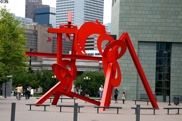 Lau Tzu (1995) by Mark di Suvero against Denver Public Library. Denver, CO.