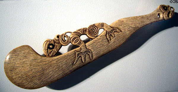 Maori carved bone club (early 1900s) from New Zealand at Denver Art Museum. Denver, CO.