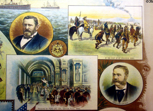 Scene of Cody meeting Pope Leo XIII & appearing at Mt. Vesuvius (1890) at Buffalo Bill Museum. Lookout Mountain, CO.