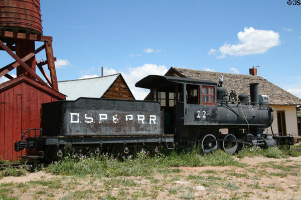 Side view of Denver South Park & Pacific RR locomotive at South Park City. Fairplay, CO.