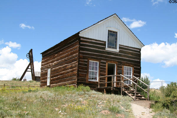 Dyer Memorial Chapel of logs used by Itinerant circuit rider at South Park City. Fairplay, CO.