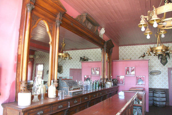 Bar in Rache's Place Saloon at South Park City. Fairplay, CO.