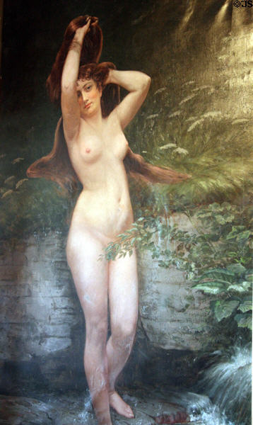 Nude woman painting in Rache's Place Saloon at South Park City. Fairplay, CO.