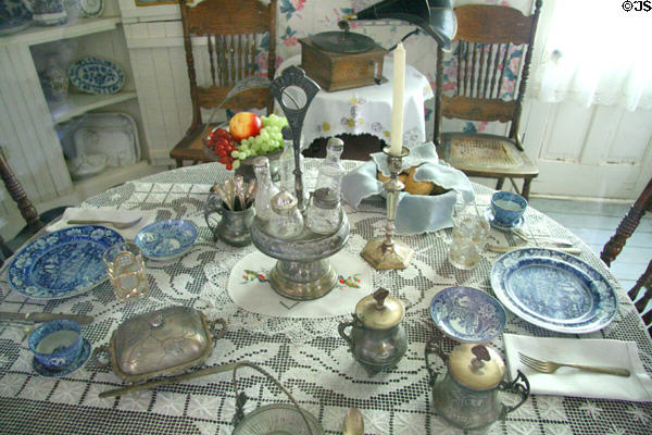 Dining room table in original Pioneer home at South Park City. Fairplay, CO.
