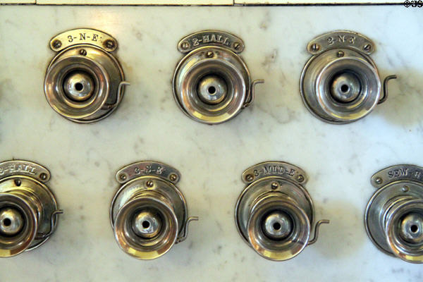 House intercom system using buzzers & speaking tubes at Rosemount House Museum. Pueblo, CO.