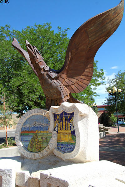 Pueblo-Puebla Plaza sculpture. Pueblo, CO.