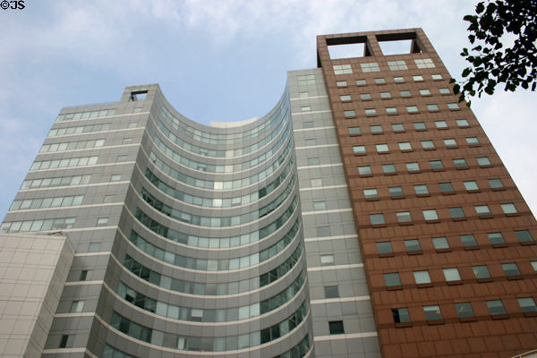 Curved facade of Bridgeport Centre. Bridgeport, CT.