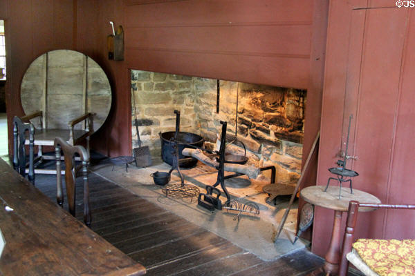 Fireplace & hutch table at Hyland House. Guilford, CT.