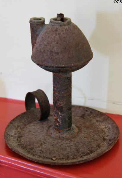 Whale oil lamp at Medad Stone Tavern Museum. Guilford, CT.