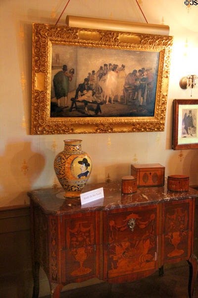 Toreadors painting 1862-3 by Édouard Manet over commode from France (c1760) at Hill-Stead Museum. Farmington, CT.