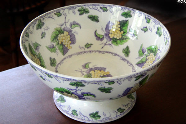 Punchbowl painted with grapes at Oliver Ellsworth Homestead Museum. Windsor, CT.