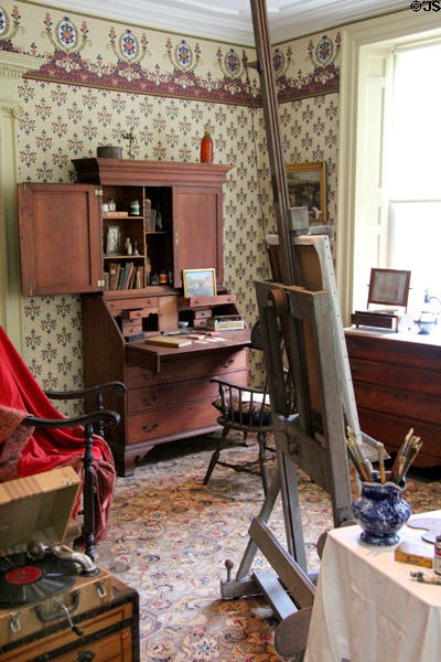 Art Colony bedroom with art by residents at Florence Griswold Museum. Old Lyme, CT.