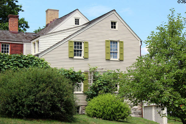 Salt box view of Bush Holley House. Cos Cob, CT.