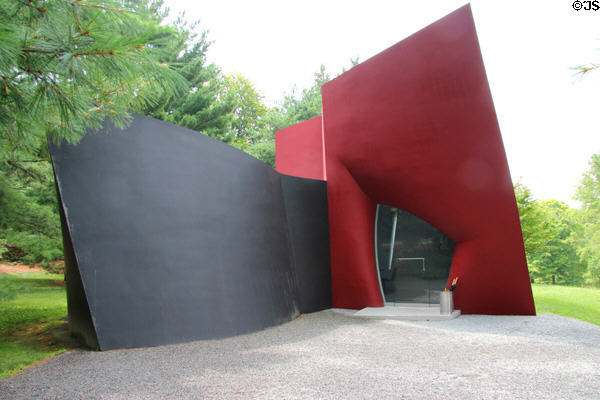Da Monsta orientation/reception building (1995) at Philip Johnson Glass House. New Canaan, CT. Architect: Philip Johnson.