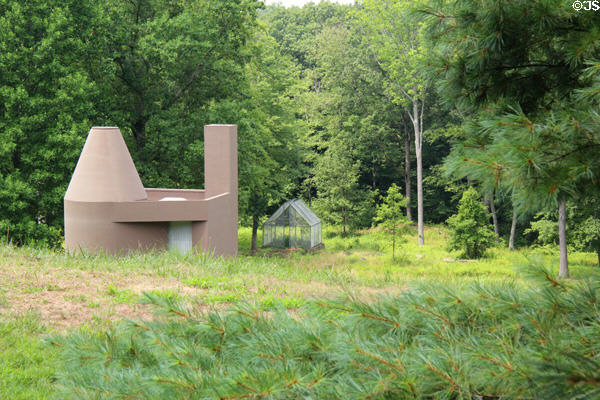 Library / study & deer-proof plant nursery at Philip Johnson Glass House. New Canaan, CT.