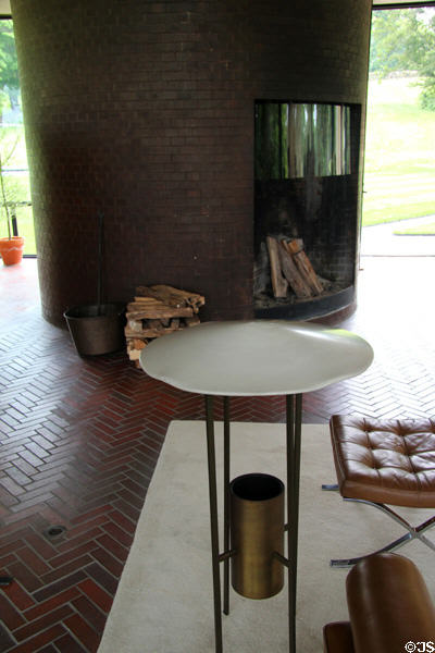 Fireplace & lampstand at Philip Johnson Glass House. New Canaan, CT.