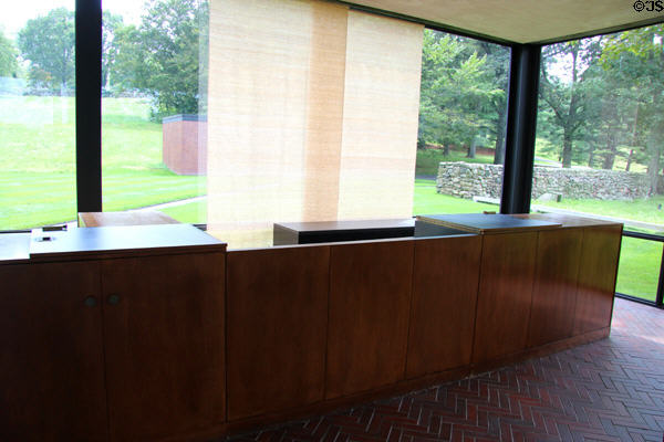 Kitchen corner at Philip Johnson Glass House. New Canaan, CT.
