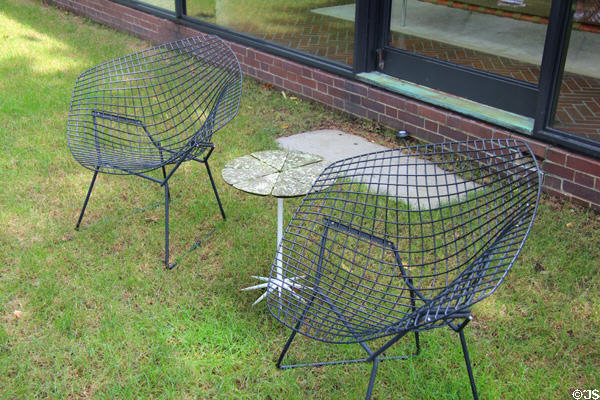 Wire garden chairs at Philip Johnson Glass House. New Canaan, CT.