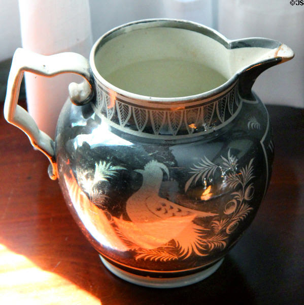 Lusterware jug with bird design at Denison Homestead Museum. Stonington, CT.