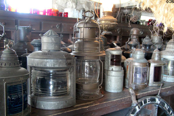 Ships lanterns in chandlery at Mystic Seaport. Mystic, CT.