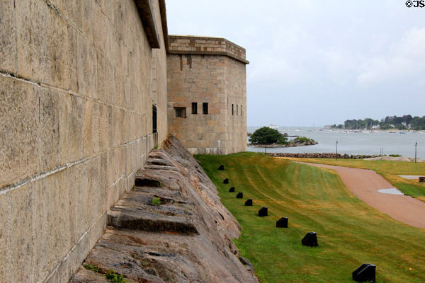 Fort Trumbull guards entrance to Thames River. New London, CT.