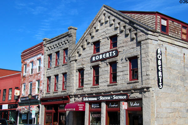 Bank Street heritage with Romanesque Revival commercial block (1860) (90-94 Bank St.). New London, CT.
