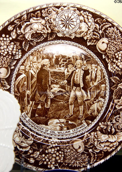 Commemorative plate of Surrender of Col. William Ledyard of Fort Griswold (Sept. 6, 1781) who was then killed by British with his own sword at Monument House Museum. Groton, CT.