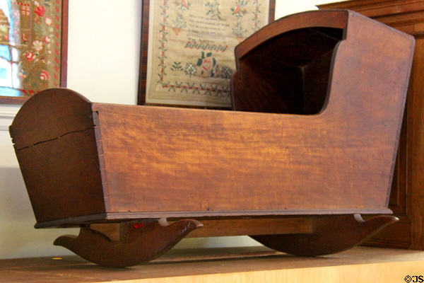 Wooden cradle at Monument House Museum. Groton, CT.